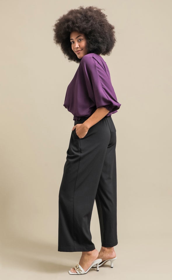 CDC Pleated Wide Leg Pants Black
