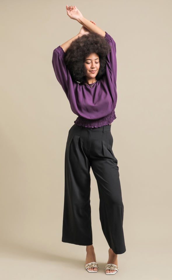 CDC Pleated Wide Leg Pants Black