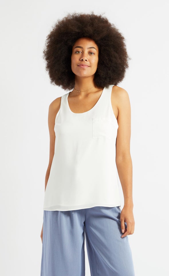 CDC Pocket Detail Racer Tank Cream