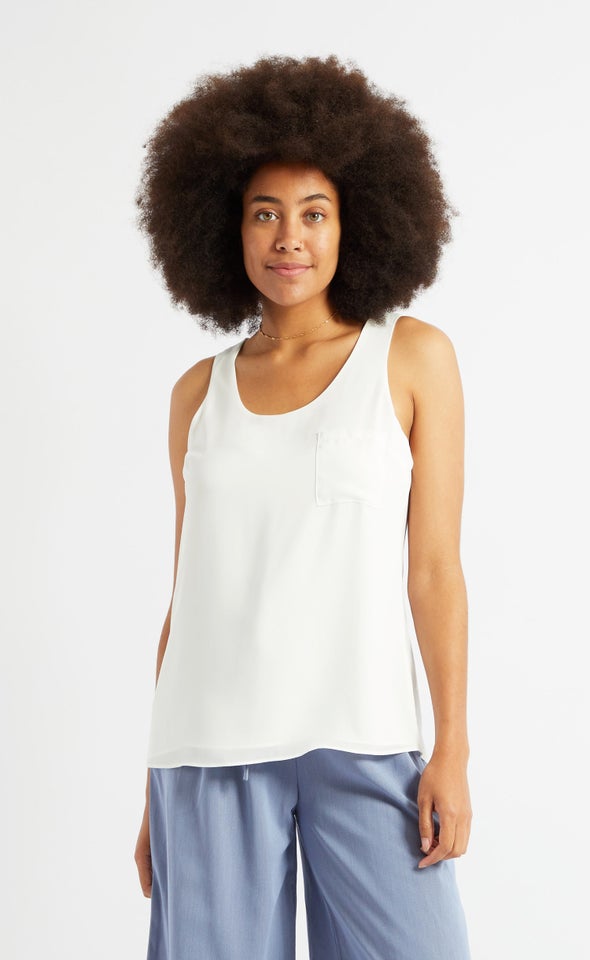 CDC Pocket Detail Racer Tank Cream