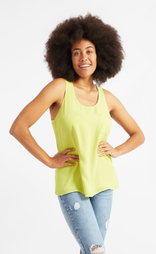 CDC Pocket Detail Racer Tank Lime