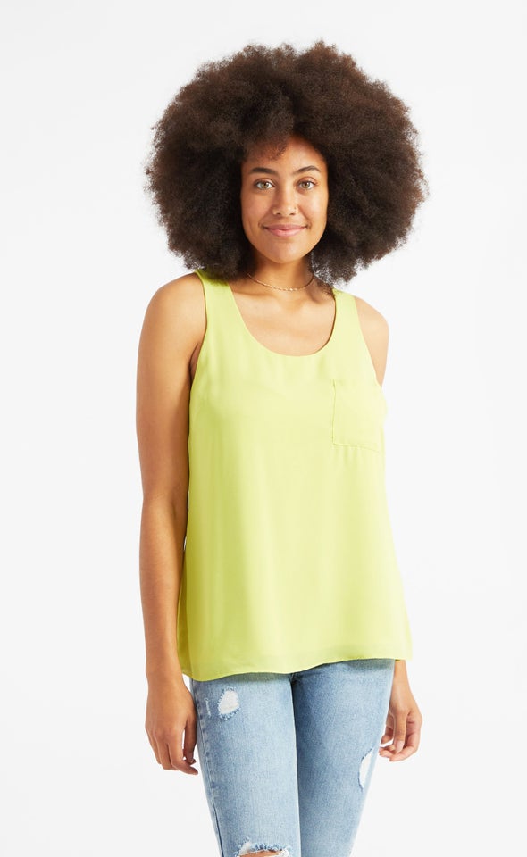 CDC Pocket Detail Racer Tank Lime