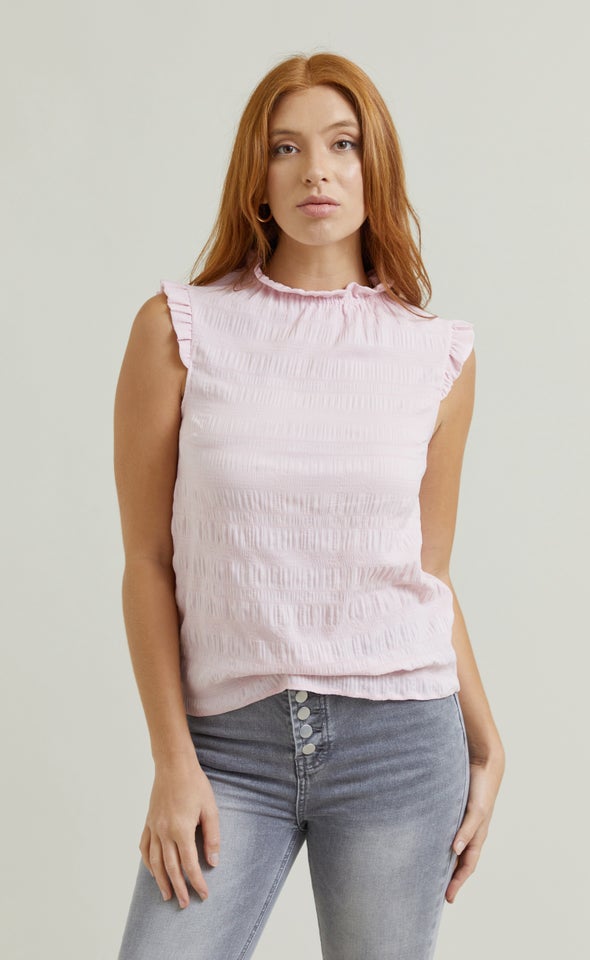 CDC Ruffle Detail Shell Top Blush