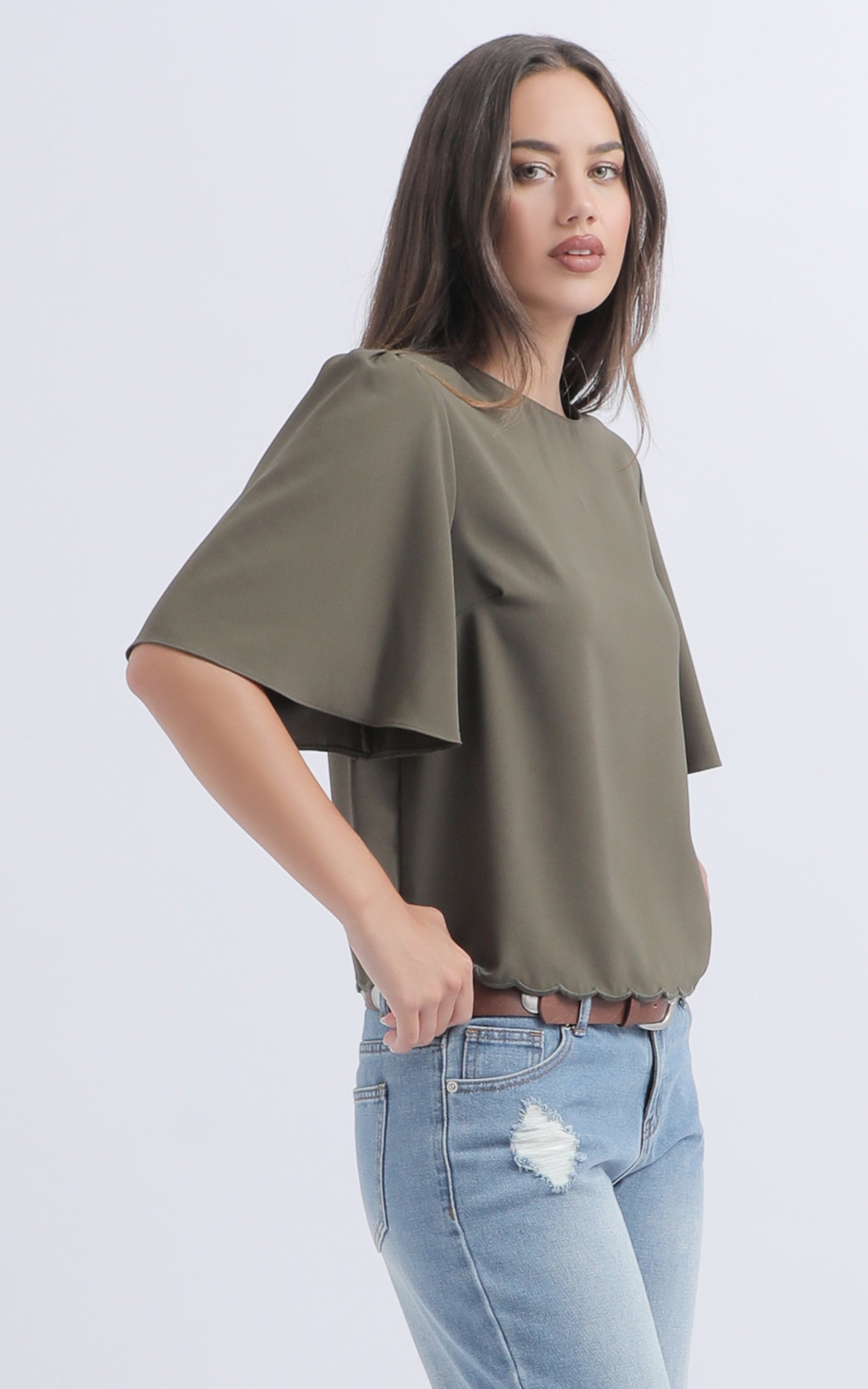 Shop our CDC Cross Front Frill Top in Black | Pagani