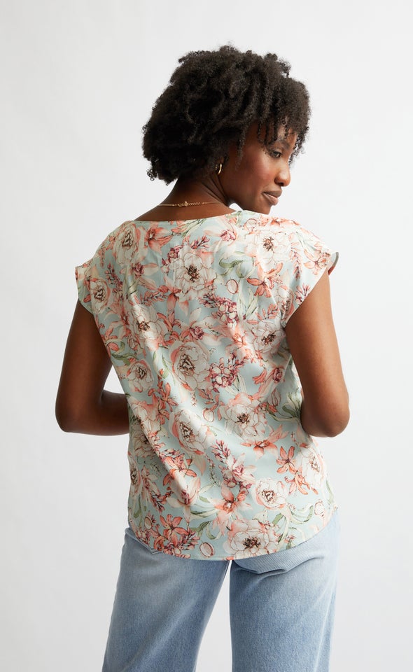 CDC Scoop Neck Top Mint/floral