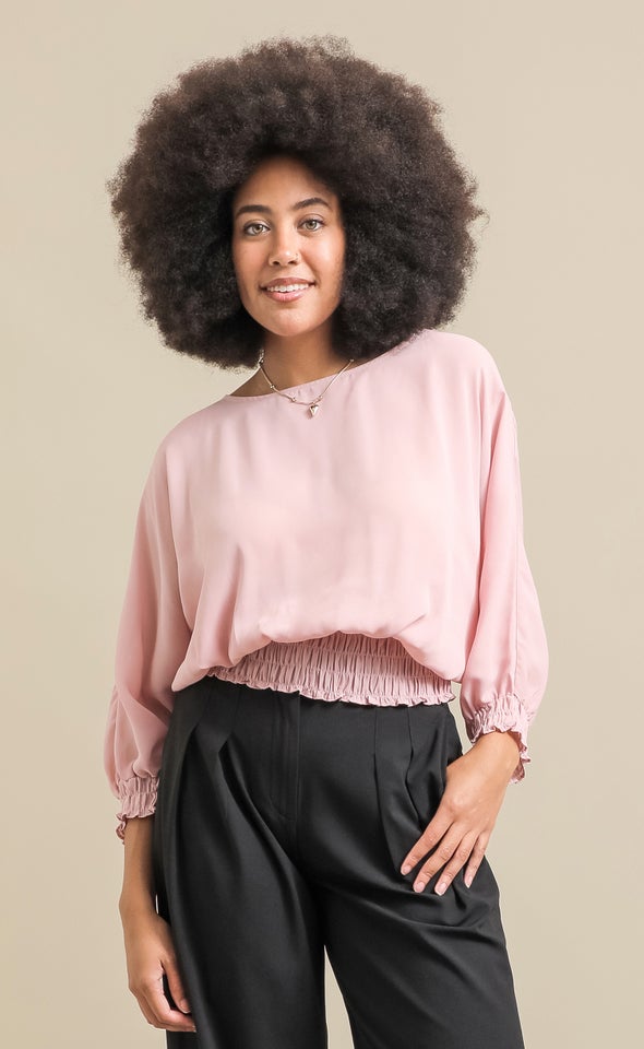 CDC Shirred Batwing Top Dusky
