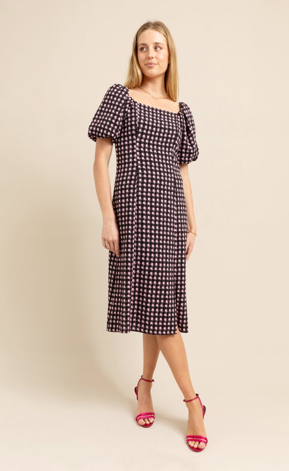 CDC Square Neck Midi Dress Black/pink