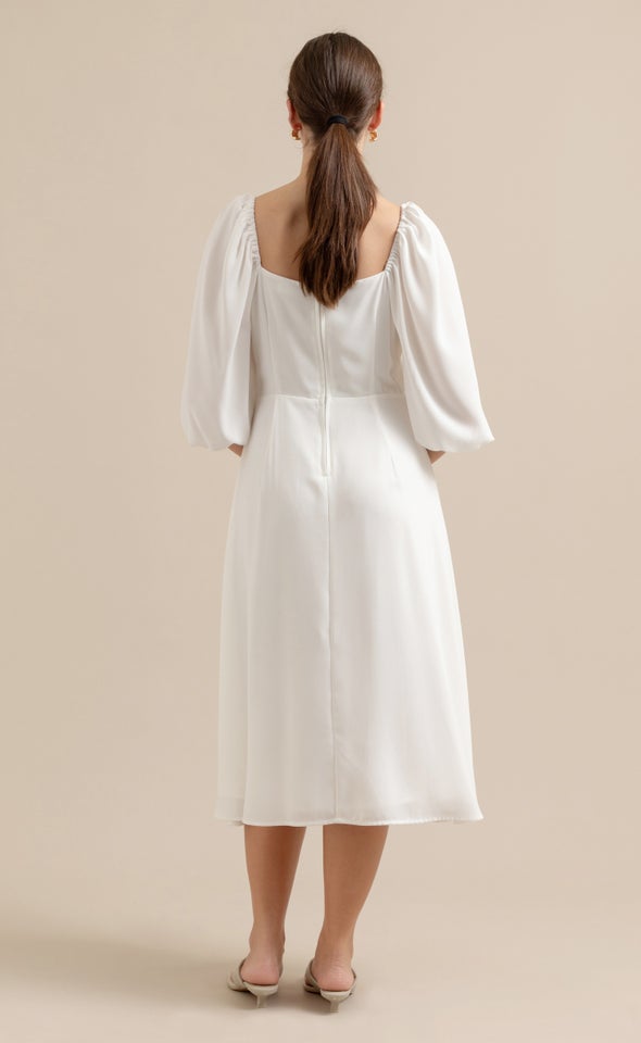 CDC Square Neck Midi Dress Cream