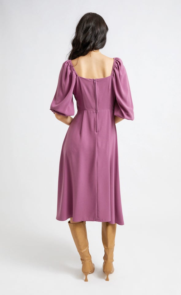 CDC Square Neck Midi Dress Grape