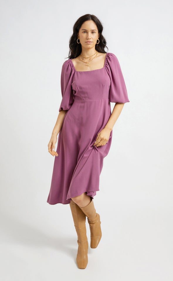 CDC Square Neck Midi Dress Grape