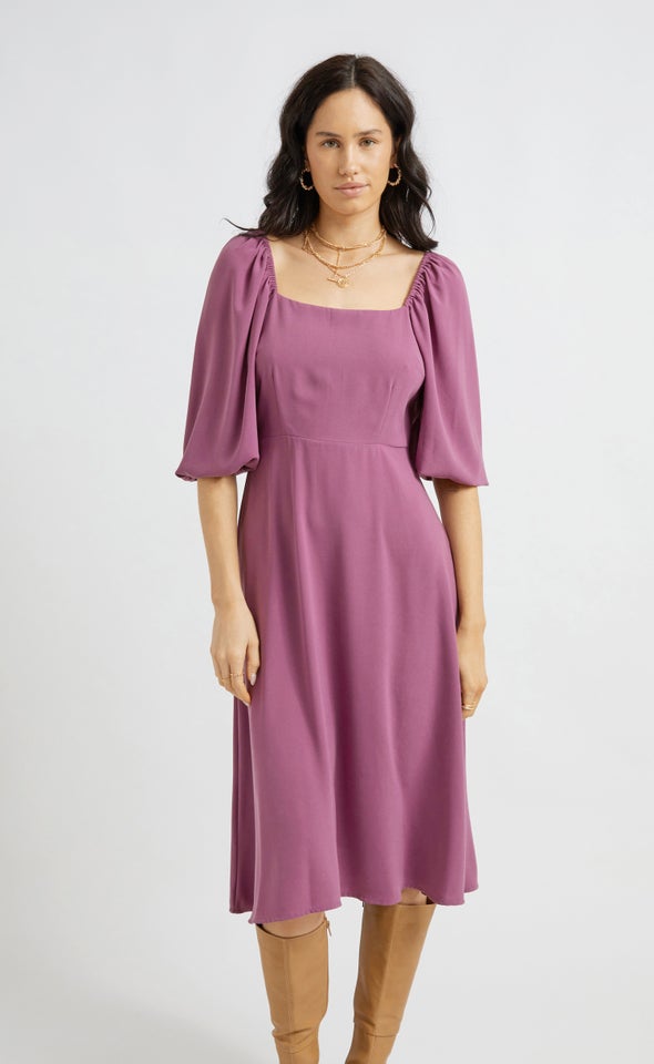 CDC Square Neck Midi Dress Grape
