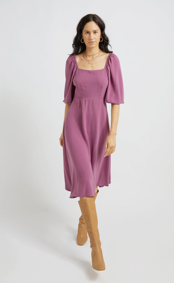CDC Square Neck Midi Dress Grape