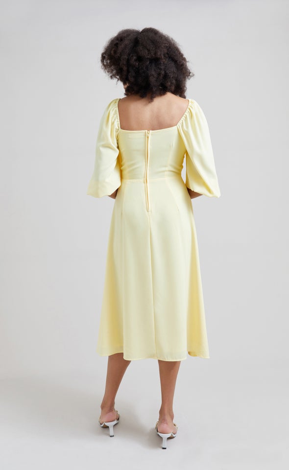 CDC Square Neck Midi Dress Lemon