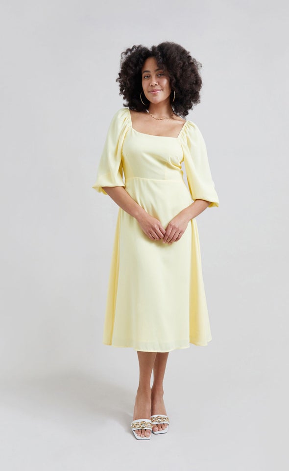 CDC Square Neck Midi Dress Lemon