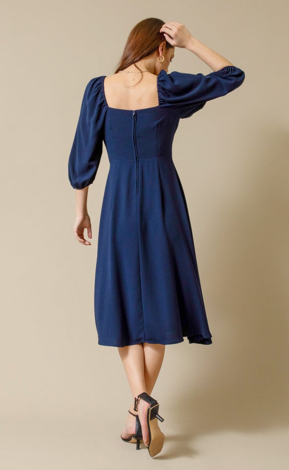 CDC Square Neck Midi Dress Navy