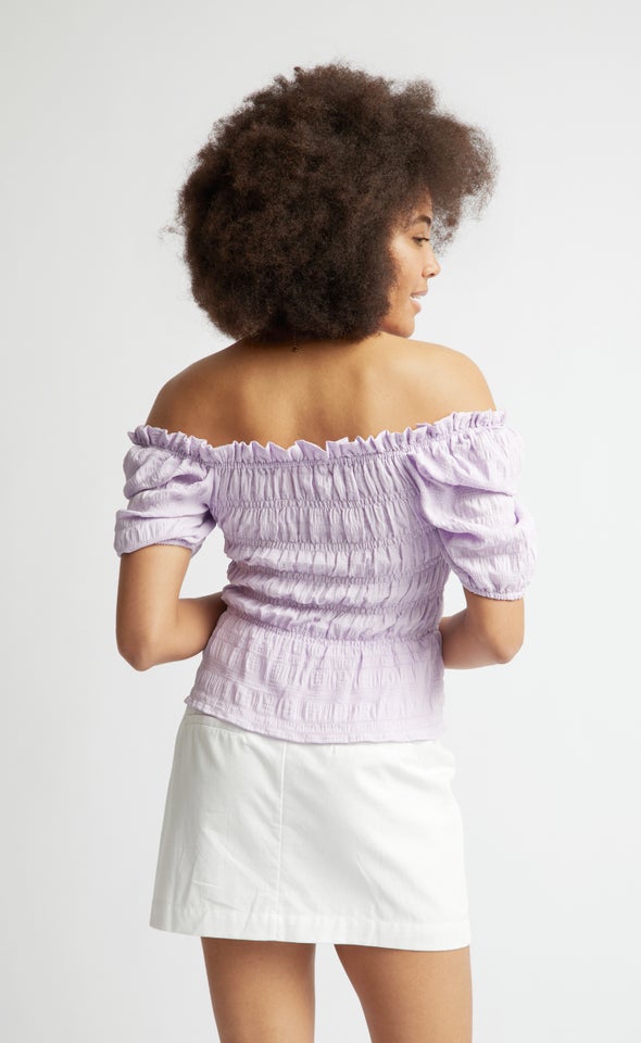 CDC Square Neck Shirred Top Lilac