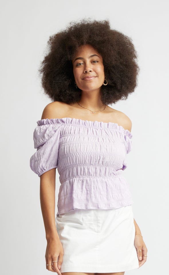CDC Square Neck Shirred Top Lilac