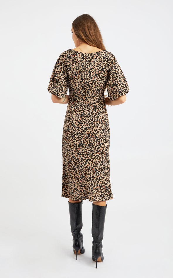 CDC Sweetheart Bias Midi Dress Leopard Print
