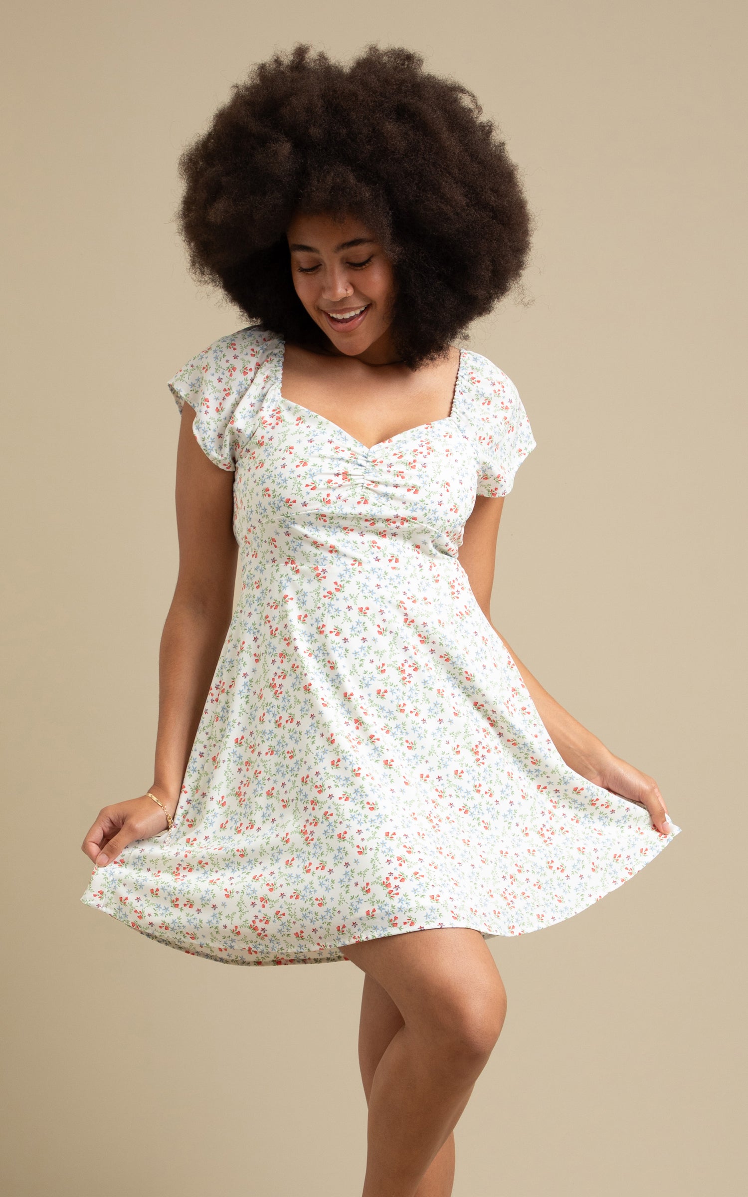 blue and white strapless maxi dress Elastic Waist Skater Dress Multi main image 0