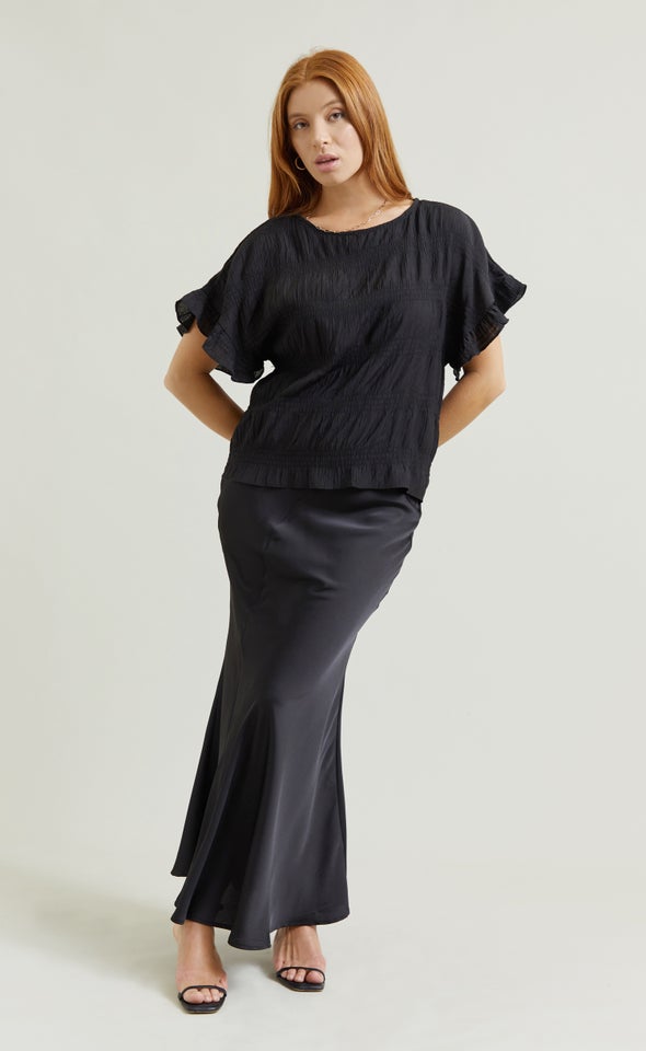 CDC Textured Ruffle Tee Black
