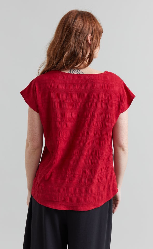 CDC Textured Scoop Neck Top Red Wine