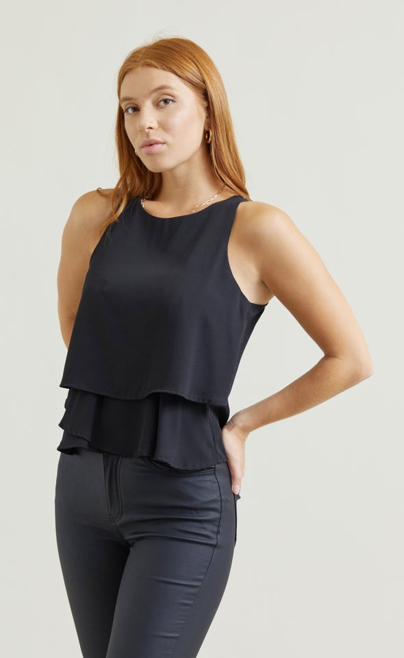 CDC Tier Detail Shell Top Black