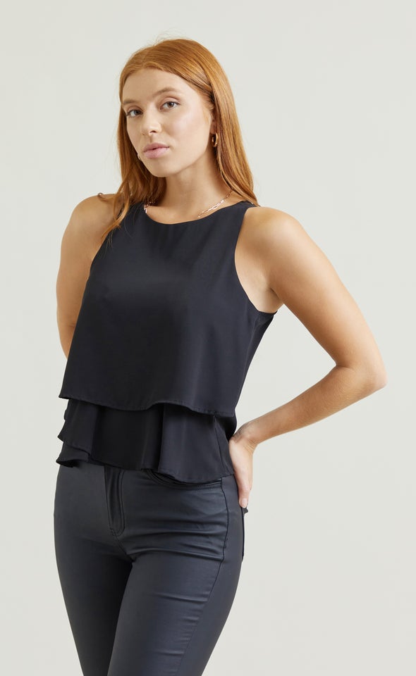 CDC Tier Detail Shell Top Black