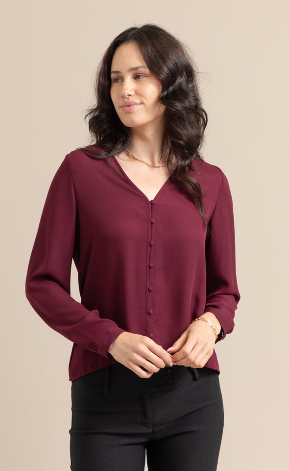 CDC V Neck Shirt Aubergine