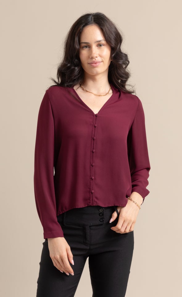 CDC V Neck Shirt Aubergine