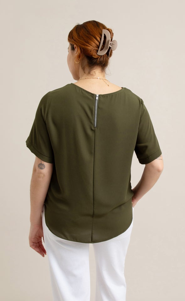 CDC Zip Back Tee Khaki