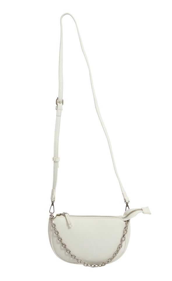 Chain Detail Saddle Bag White