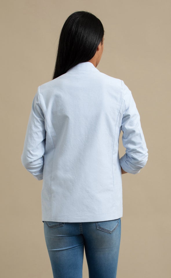 Chambray Look Blazer Light Blue