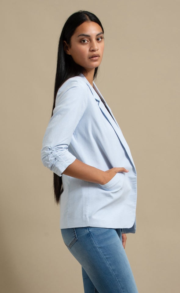 Chambray Look Blazer Light Blue