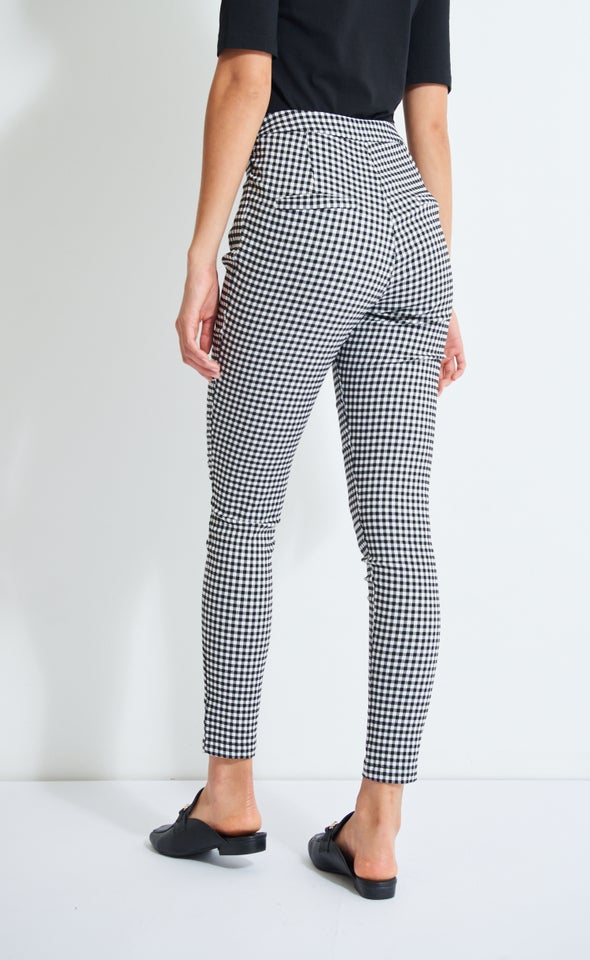 Checked Cropped Pants Black/white