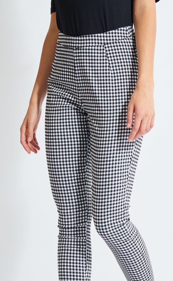 Checked Cropped Pants Black/white