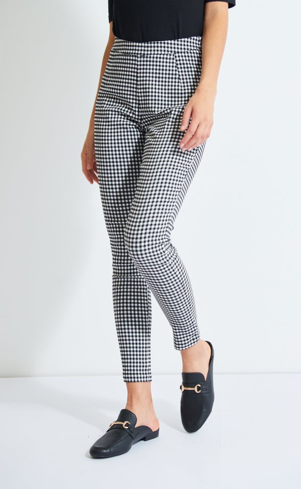 Checked Cropped Pants Black/white