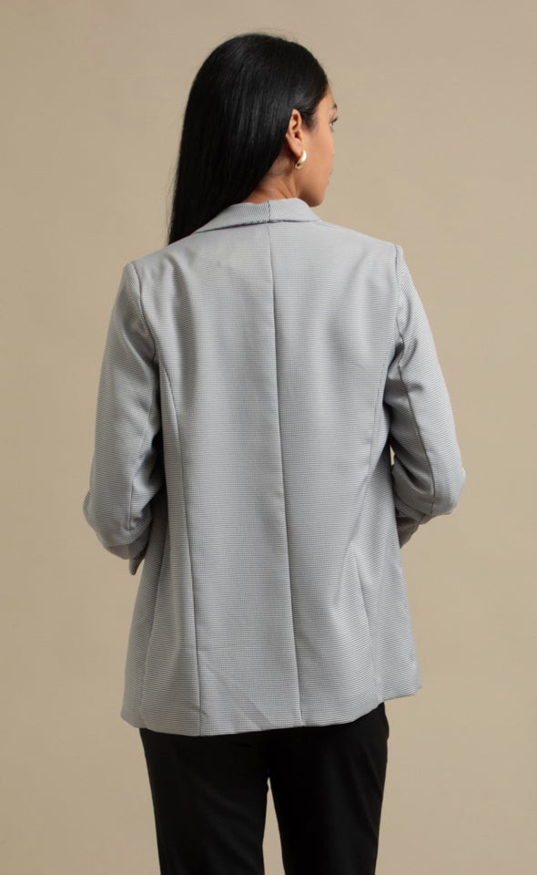 Checked Open Blazer Navy/white