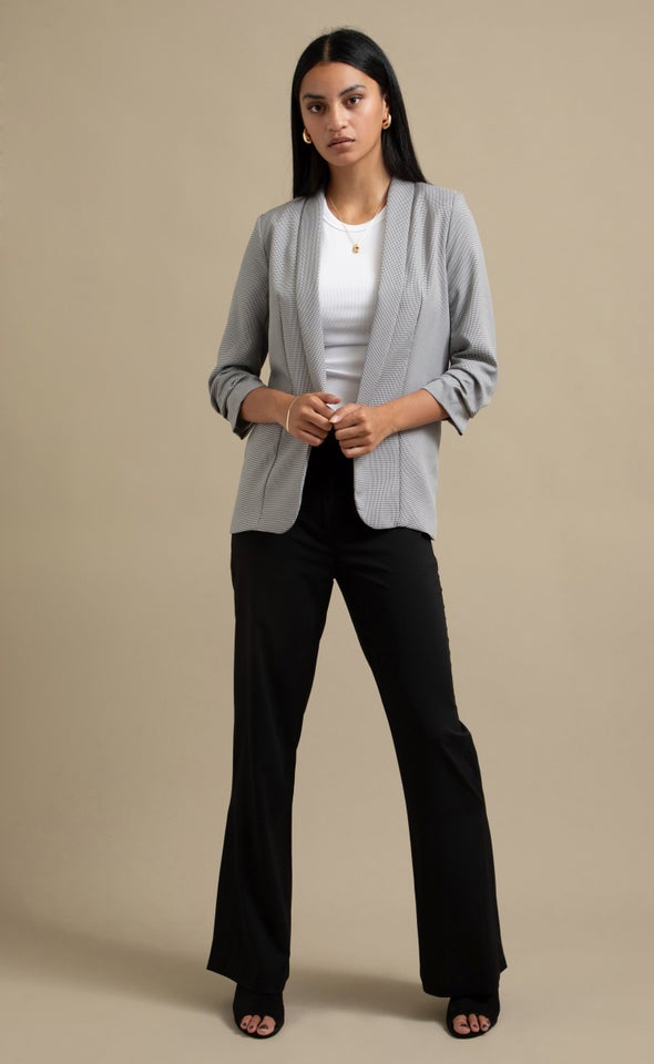 Checked Open Blazer Navy/white