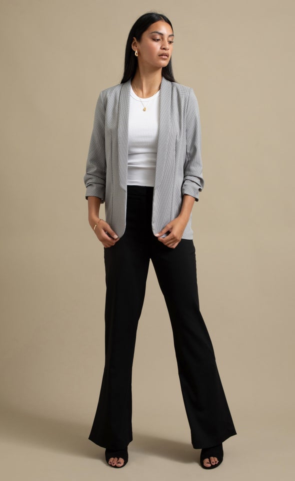 Checked Open Blazer Navy/white