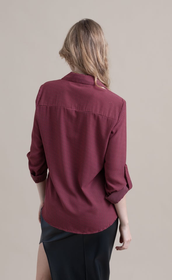 Checked Roll Sleeve Shirt Berry/blk