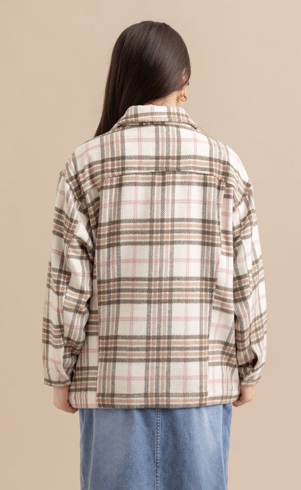 Checked Shacket Olive Check