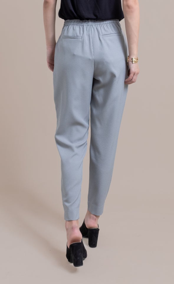 Checked Tie Waist Tapered Pant Blk/white