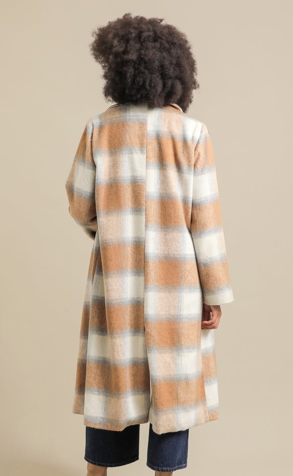 Checked Trench Coat Rust/grey Check