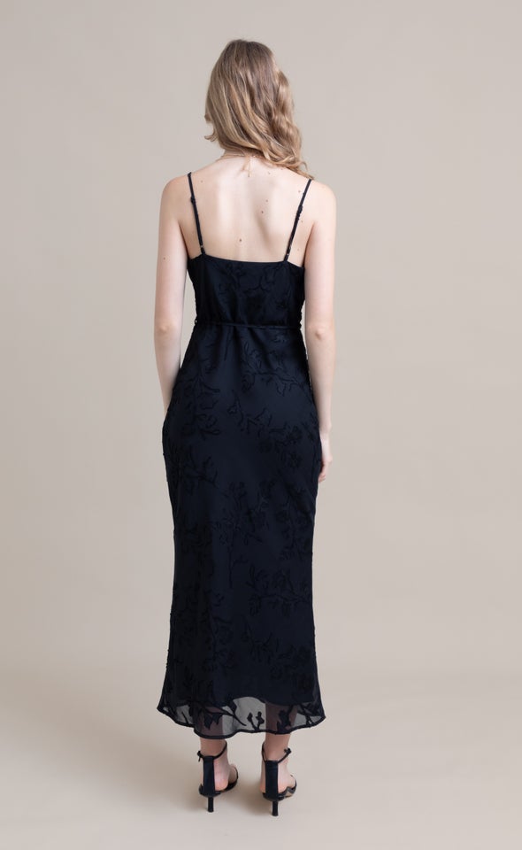 Chiffon Bias Cowl Slip Gown Black