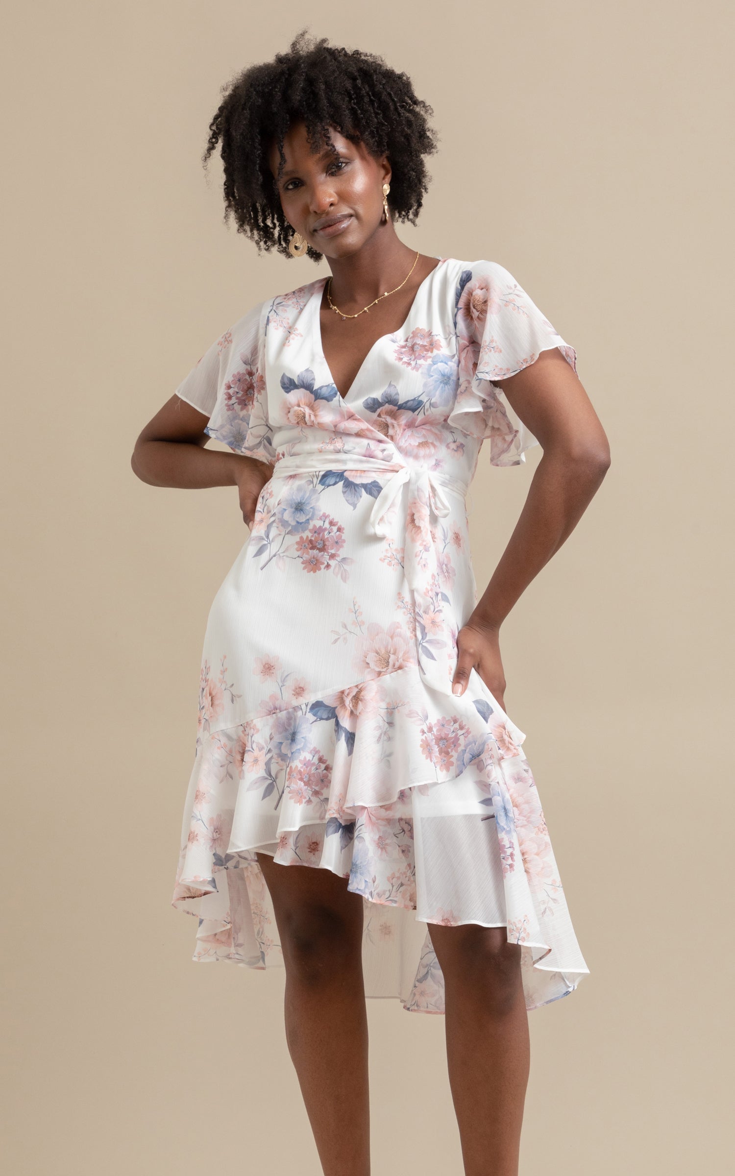 Floaty wrap dresses deals