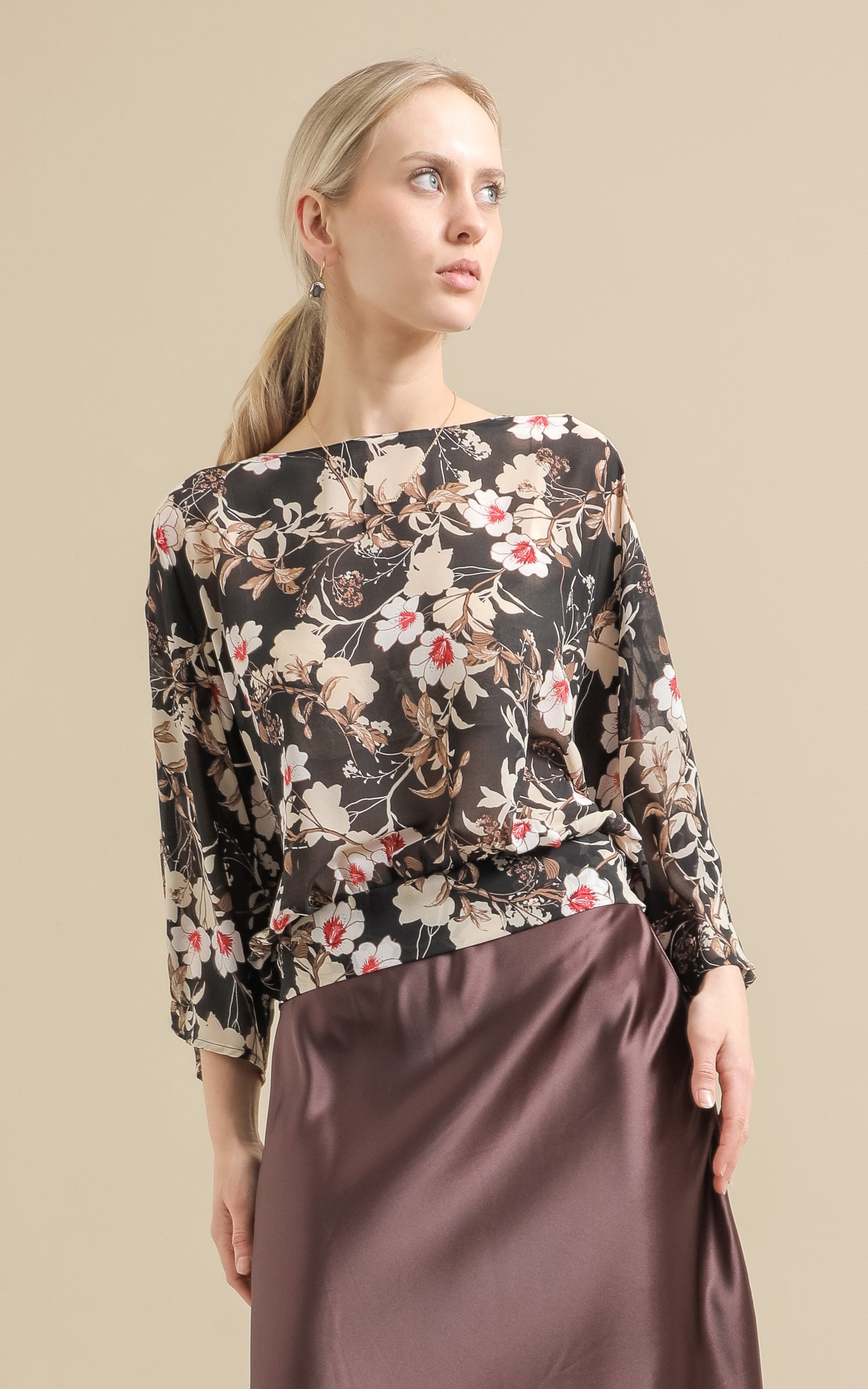 Chiffon Floral Batwing Top Pagani