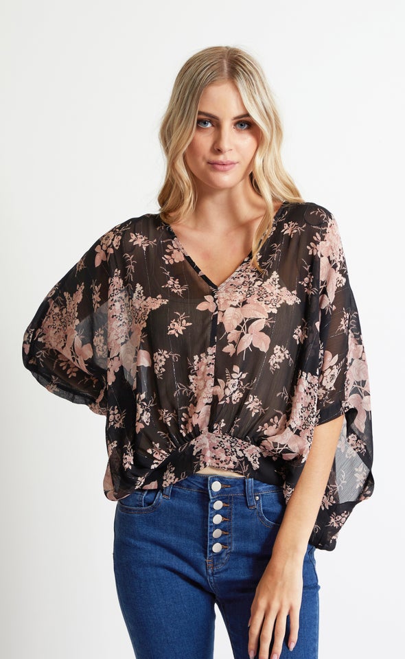 Chiffon Floral Kaftan Top Pagani
