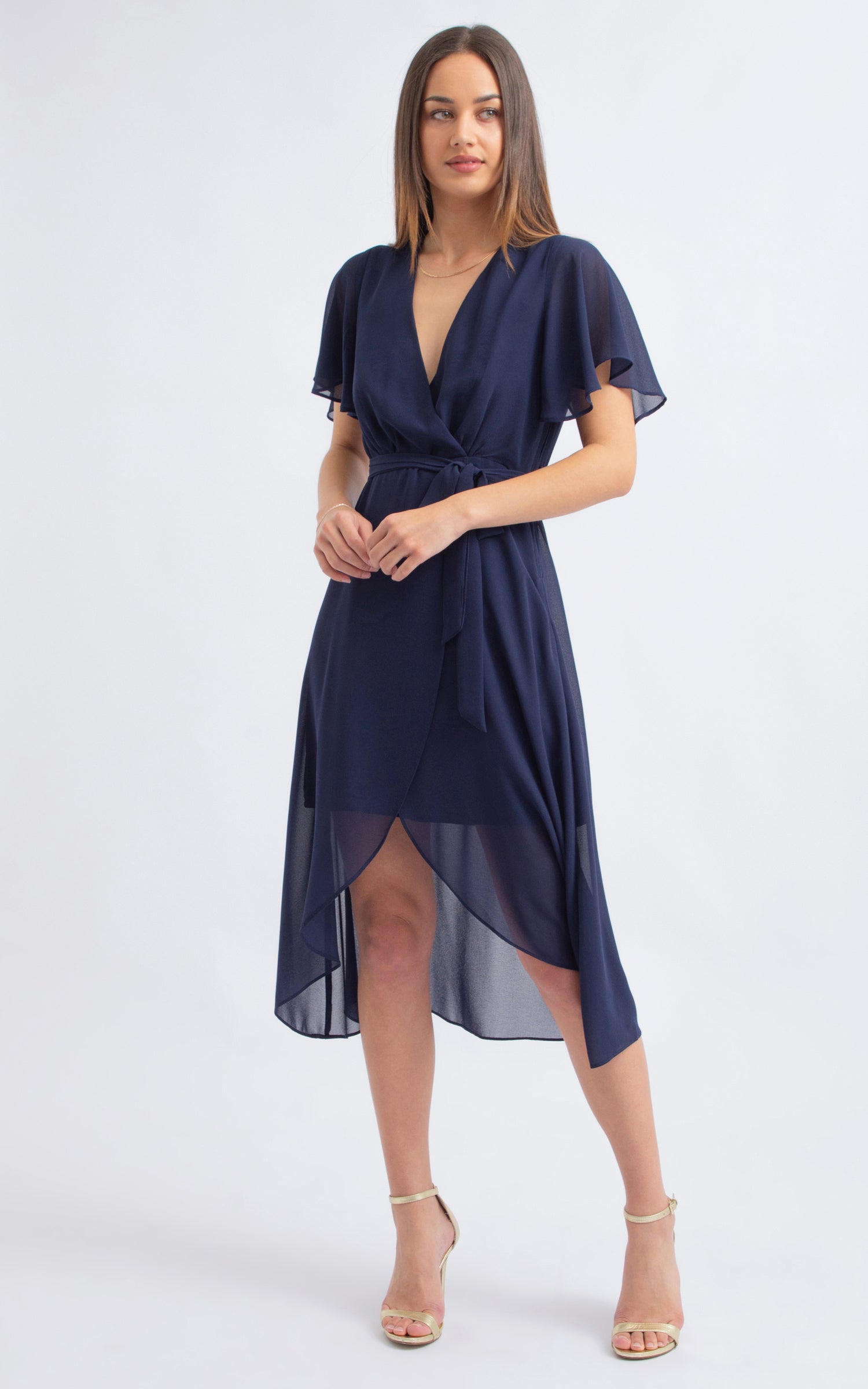 sachin and babi light blue dress Soft Blue Chiffon Short Sleeve Marlow Midi Dress