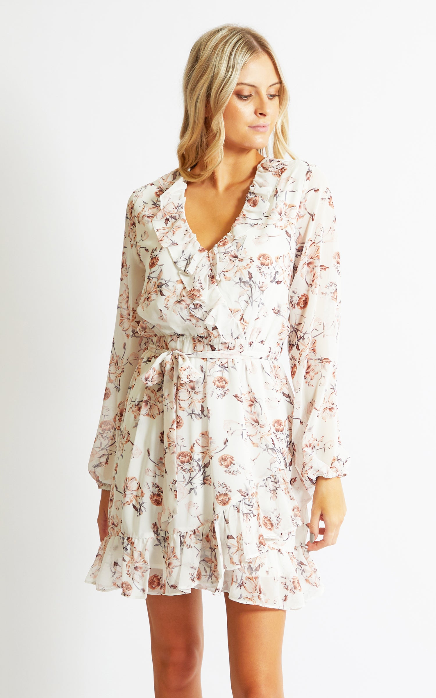 frilly wrap dress