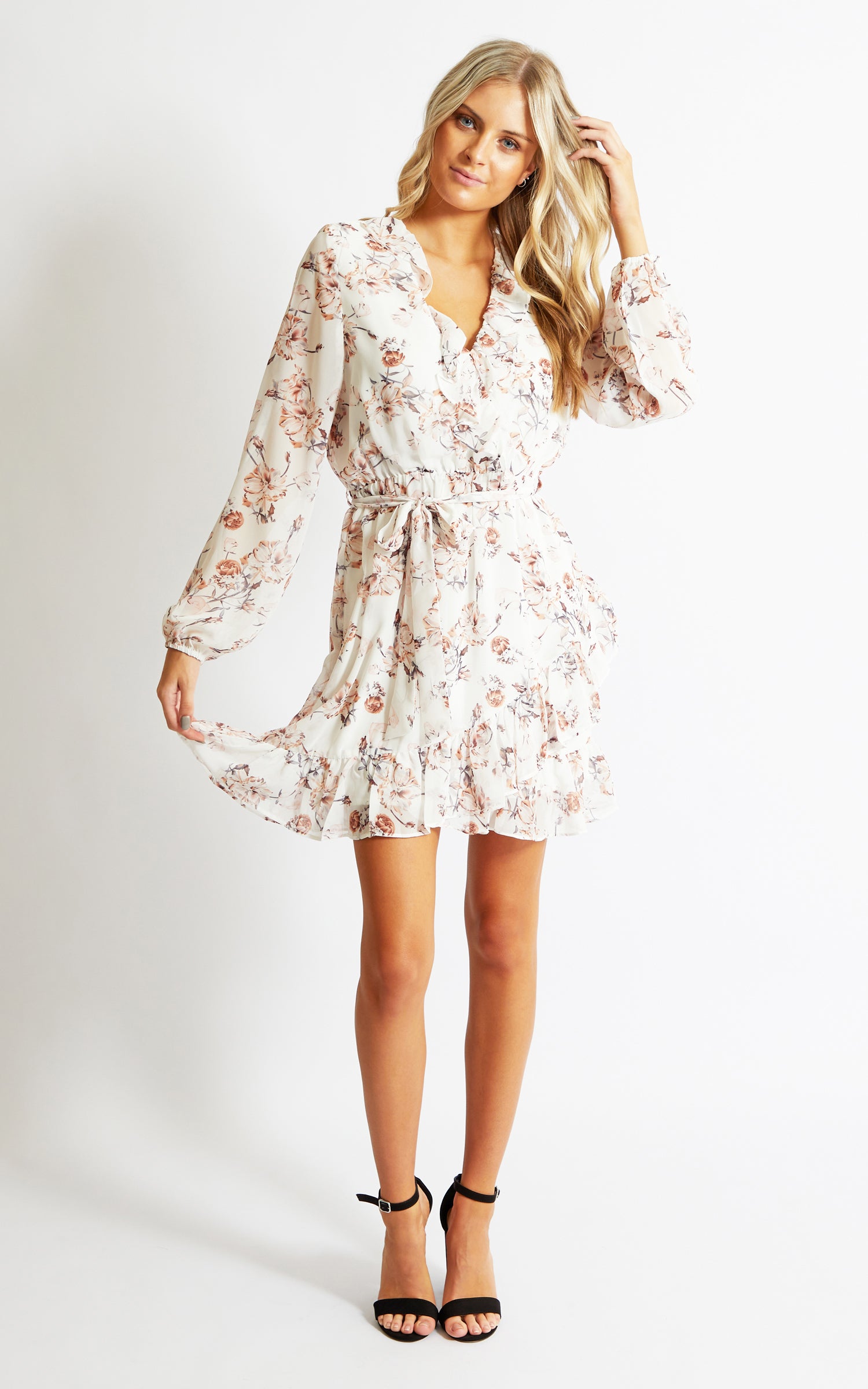 frilly wrap dress